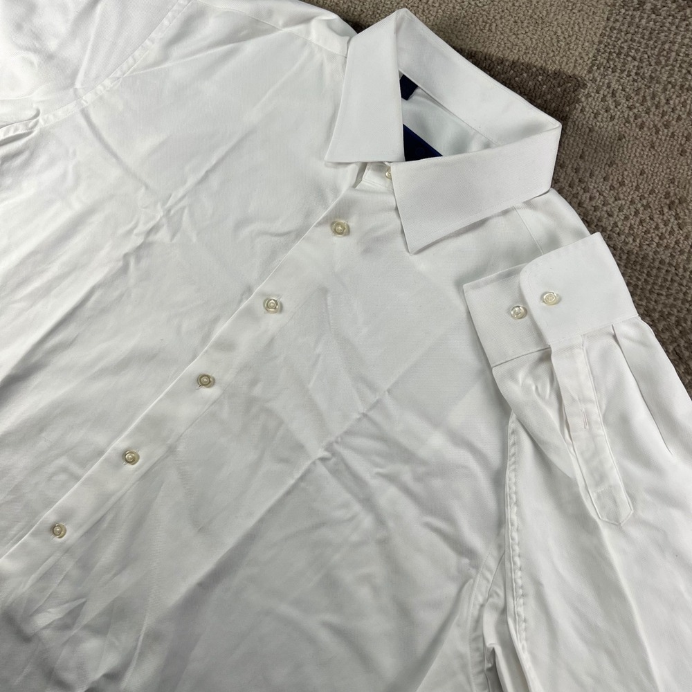 David Donahue Regular Fit White Dress Shirt Mens 18.5 34/35 Long Sleeve ButtonUp